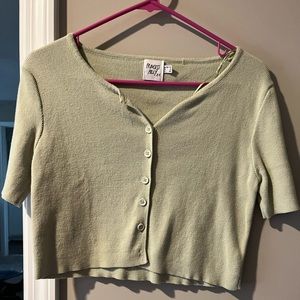 Princess Polly short-sleeved cropped light green sweater